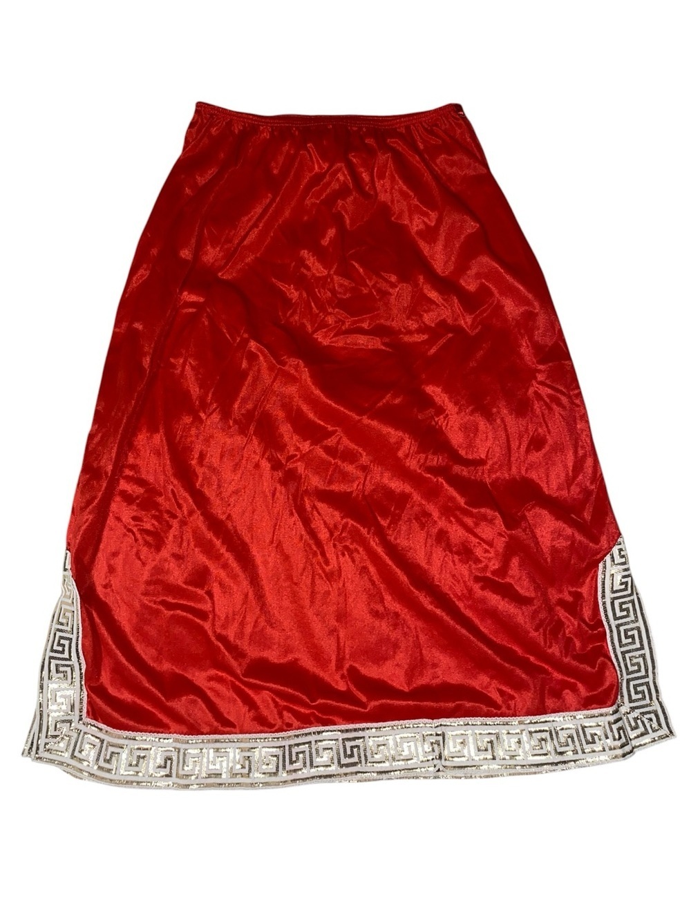 Vintage Charmode Sears & Roebuck red half-slip skirt white gold Greek key Print - Picture 5 of 8